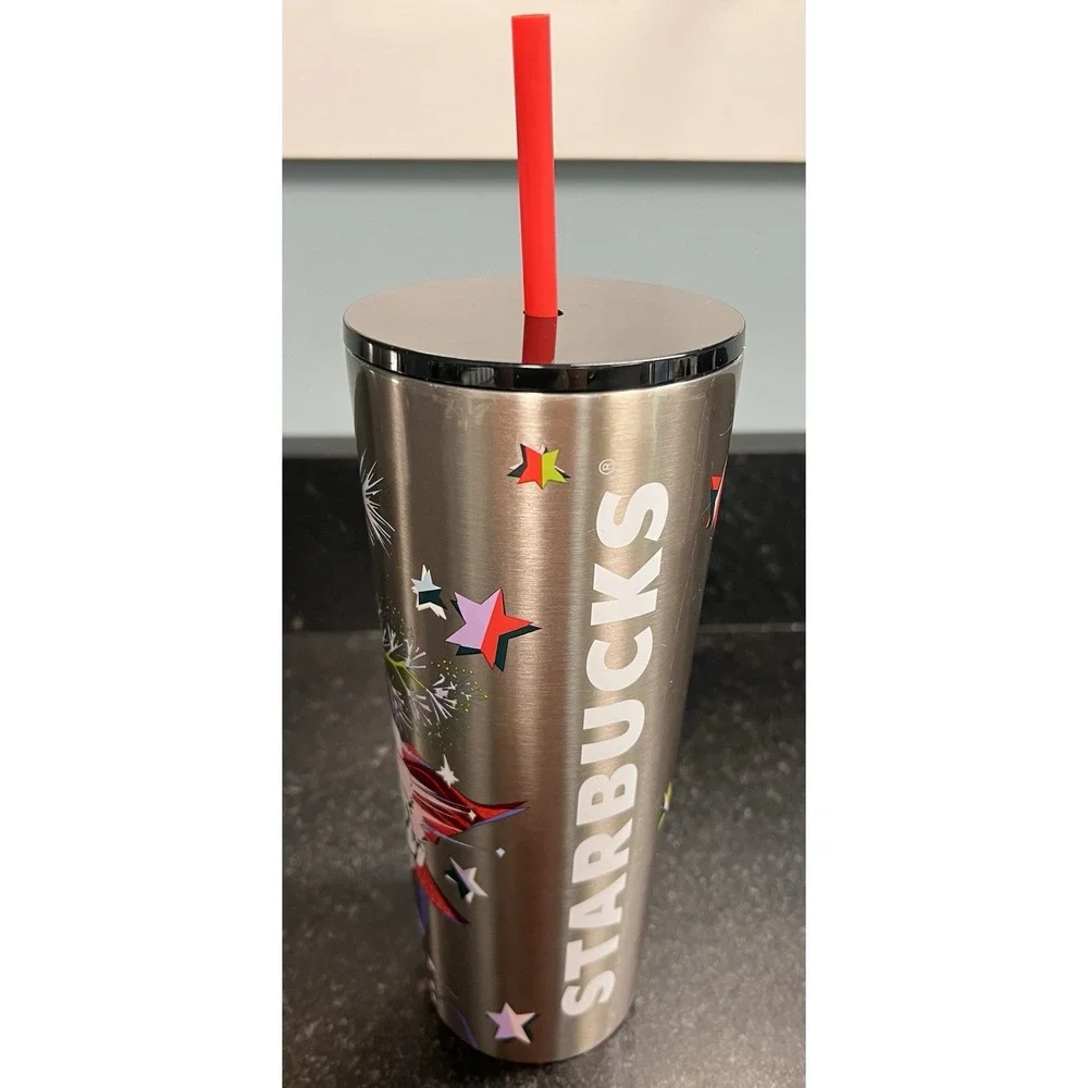 Starbucks Christmas 2023 Festive Stars Ornaments Stainless Steel Tumbler 24oz‎